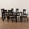 Baxton Studio Lucie Modern and Contemporary Sand Fabric and Dark Brown Finished Wood 7-Piece Dining Set 174-10537-10519-Zoro - alternate 6